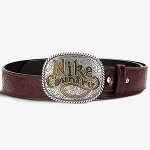 Nike Brown Leather Belt with Silver Buckle